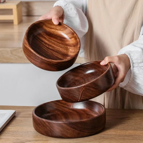 Stackable Wooden Salad Plates (2 Bowls) - Image 2